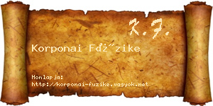 Korponai Füzike névjegykártya